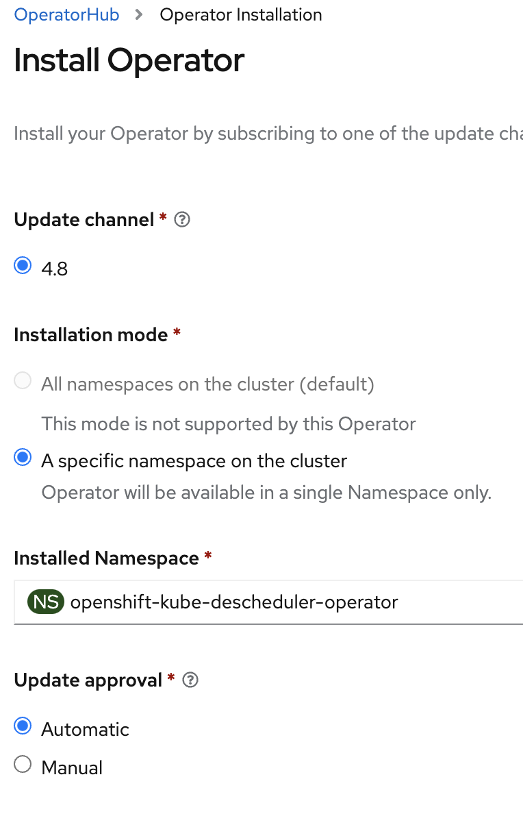 Install Descheduler Operator