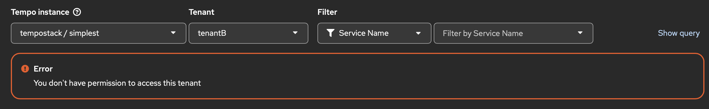 Observability Traces Team-b for user1