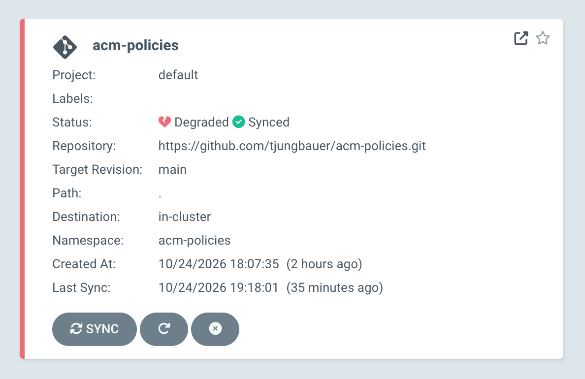 Application acm-policies in Argo CD