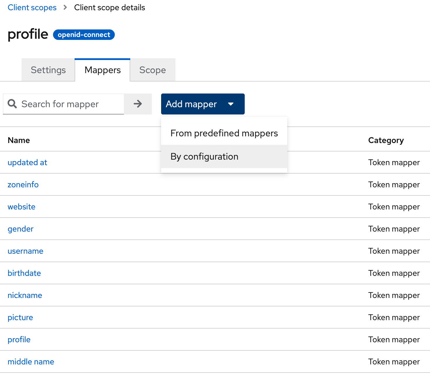 Client Scopes Mappers