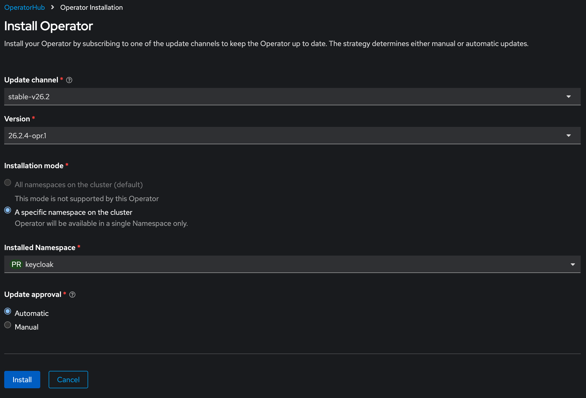 Install Keycloak Operator