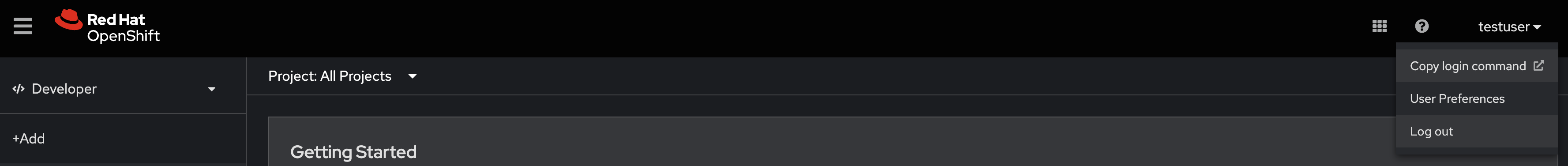 Log out from OpenShift