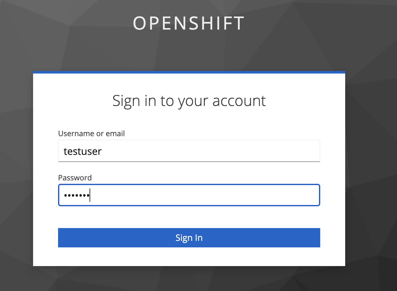 OpenShift Login Page