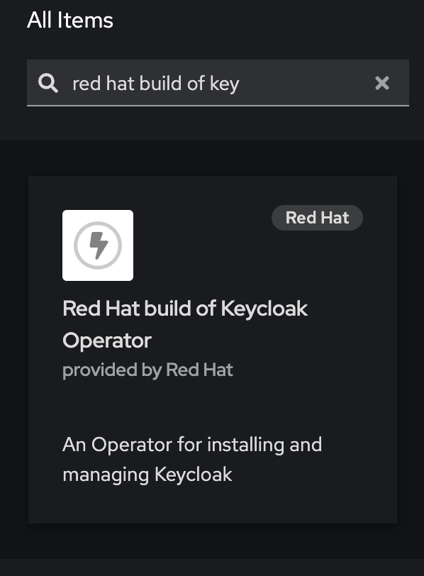 Search Keycloak Operator