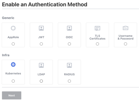 OpenBao UI Configuring New Authentication Method