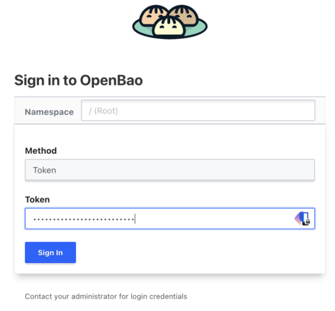 OpenBao UI Login Form