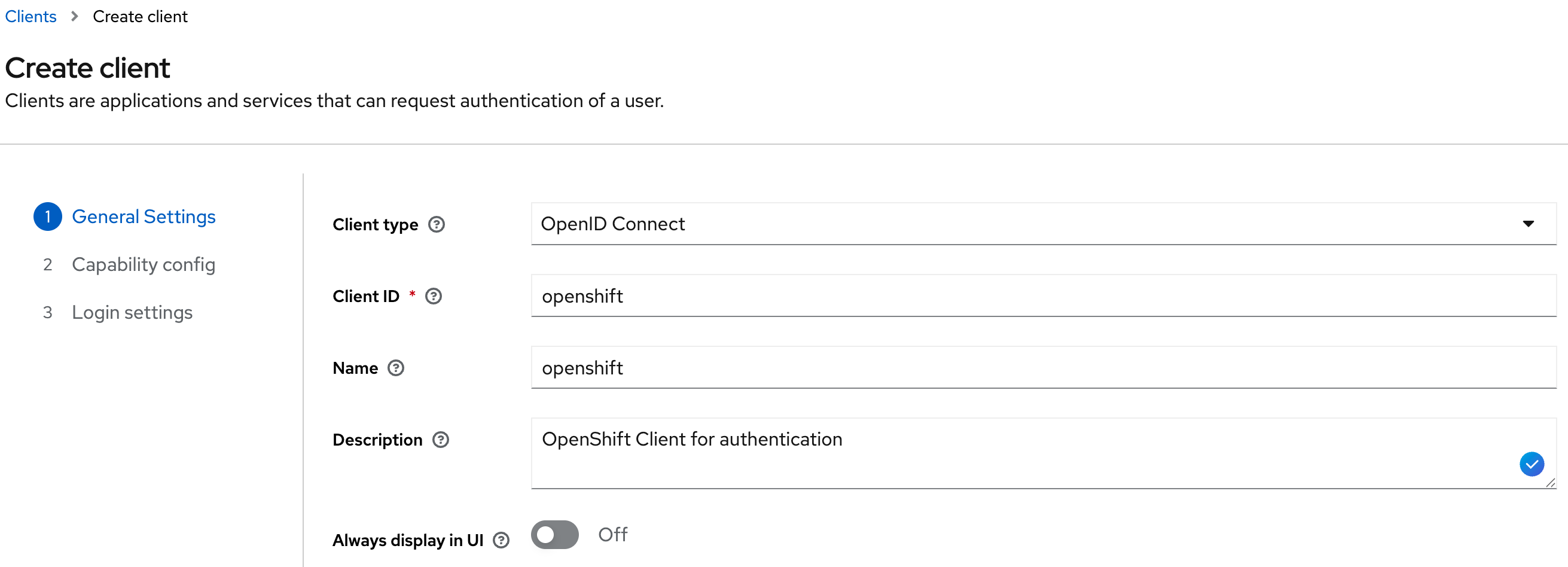 Create new Client